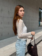 Lace Through Long Sleeves Top