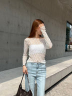 Lace Through Long Sleeves Top