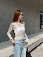 Lace Through Long Sleeves Top