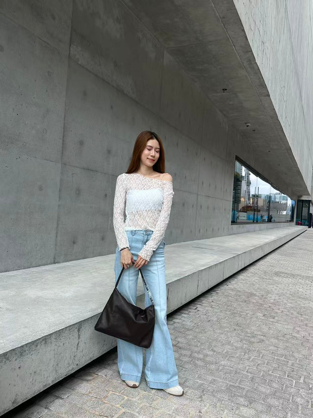 Lace Through Long Sleeves Top