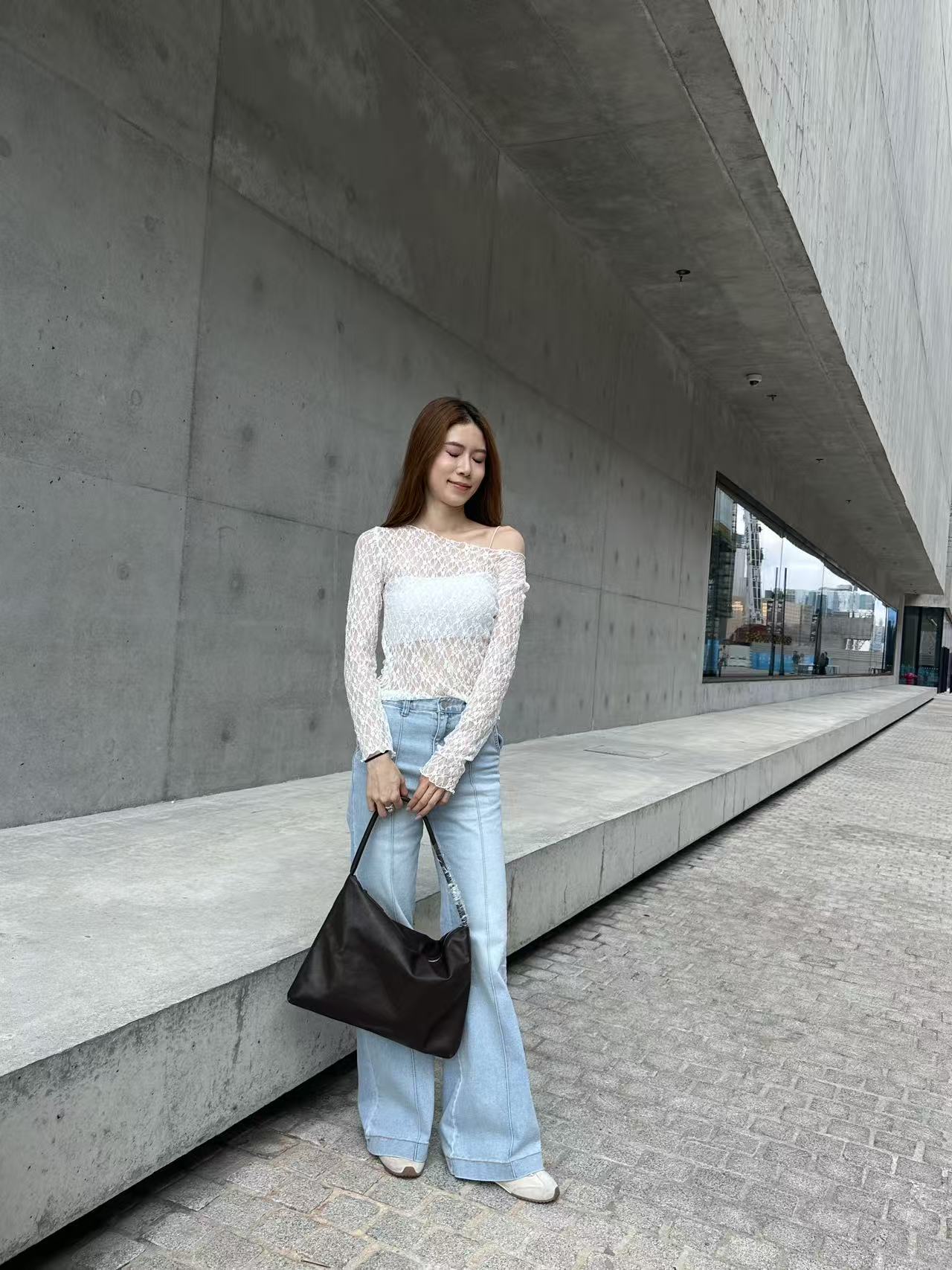 Lace Through Long Sleeves Top