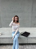 Lace Through Long Sleeves Top