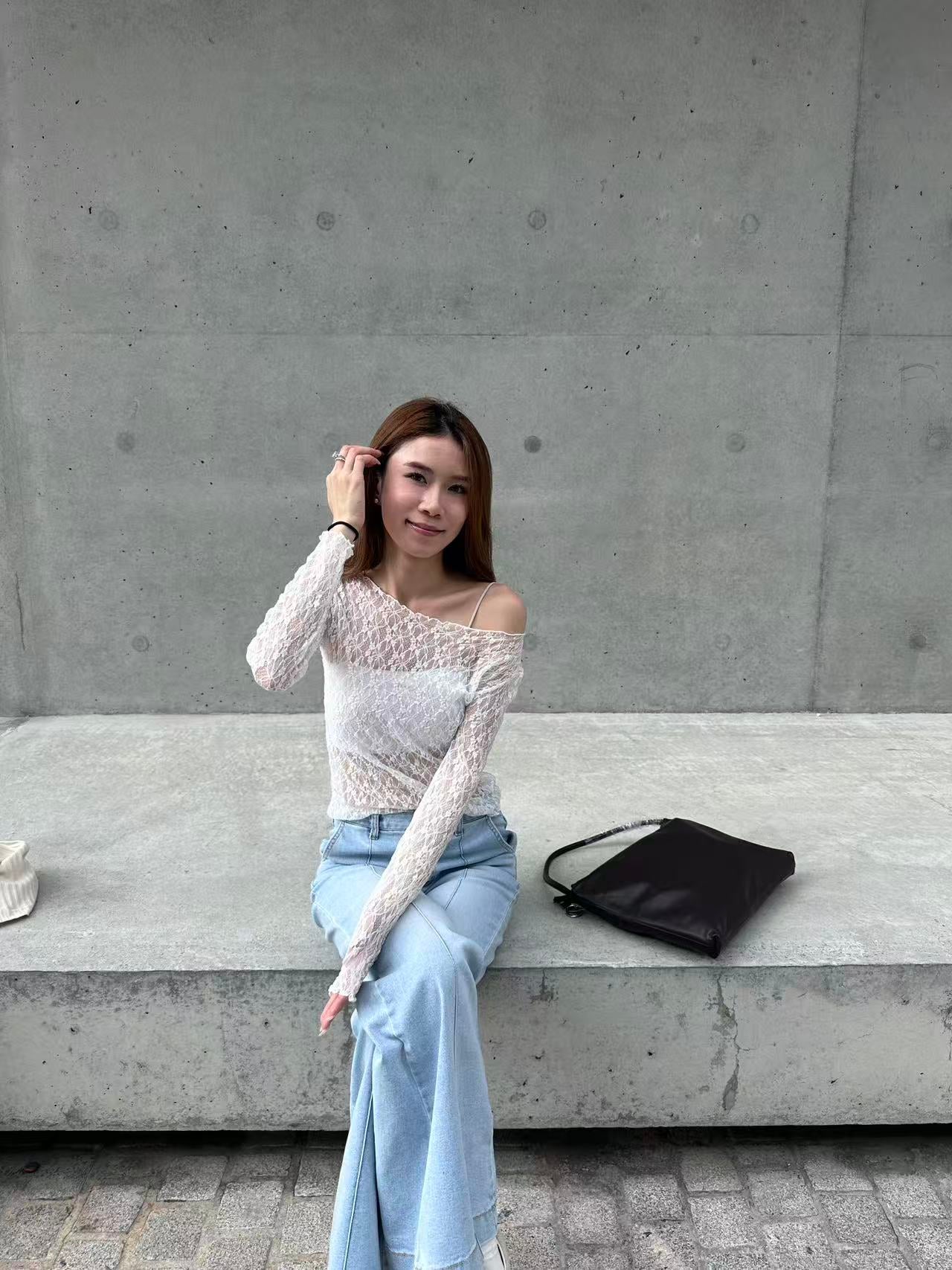 Lace Through Long Sleeves Top