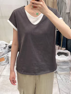 Double Layered Cotton T Top