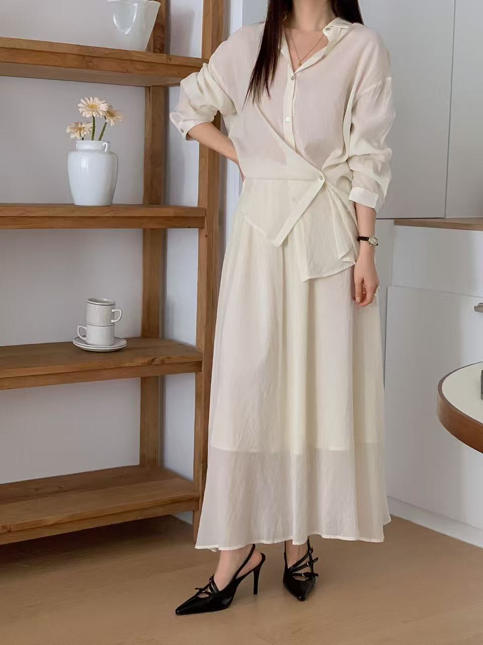 Side Button Shirt Top