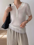 Knitted Polo T Top