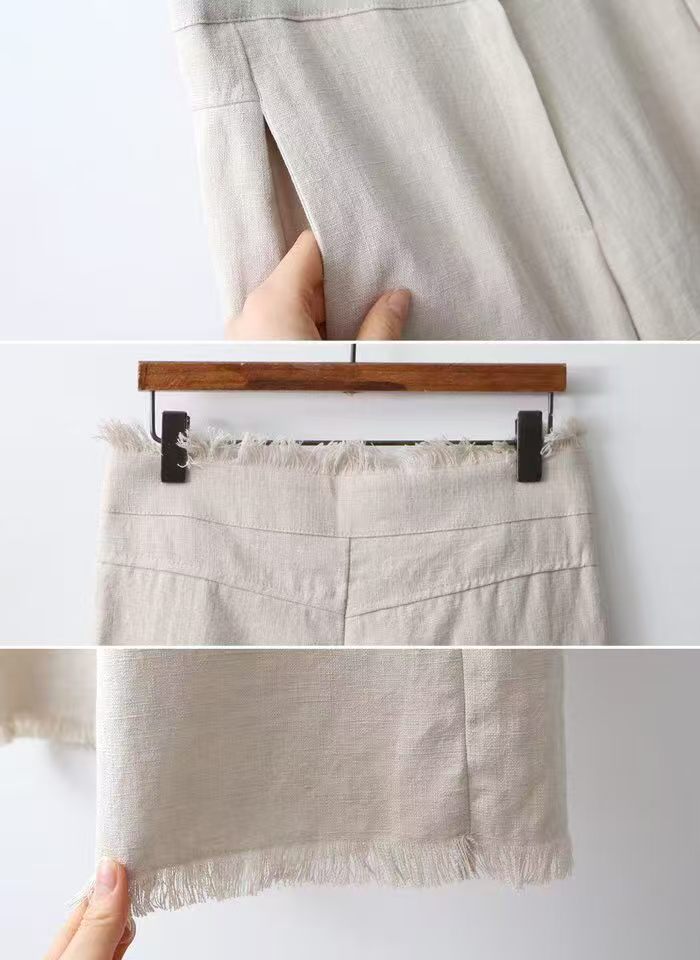 Linen Ruffles Straight Pants