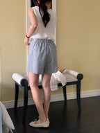 Side Button Flap Skirt Shorts