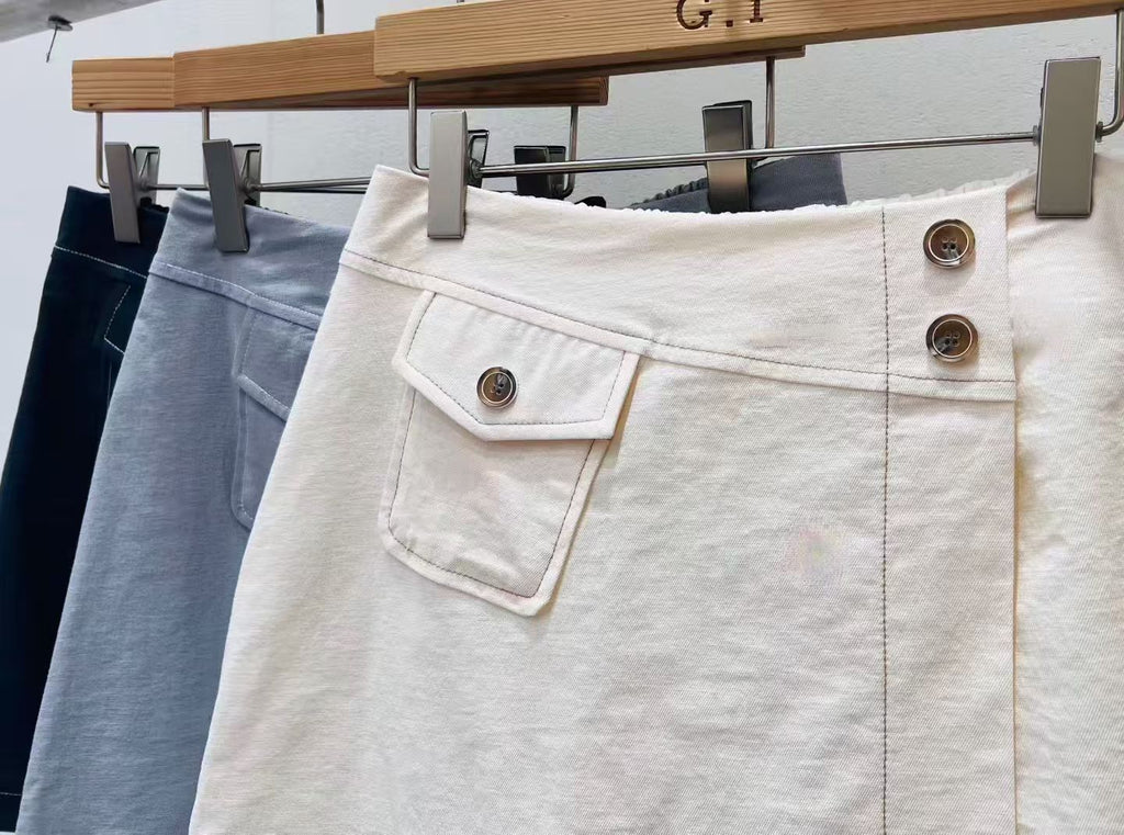 Side Button Flap Skirt Shorts
