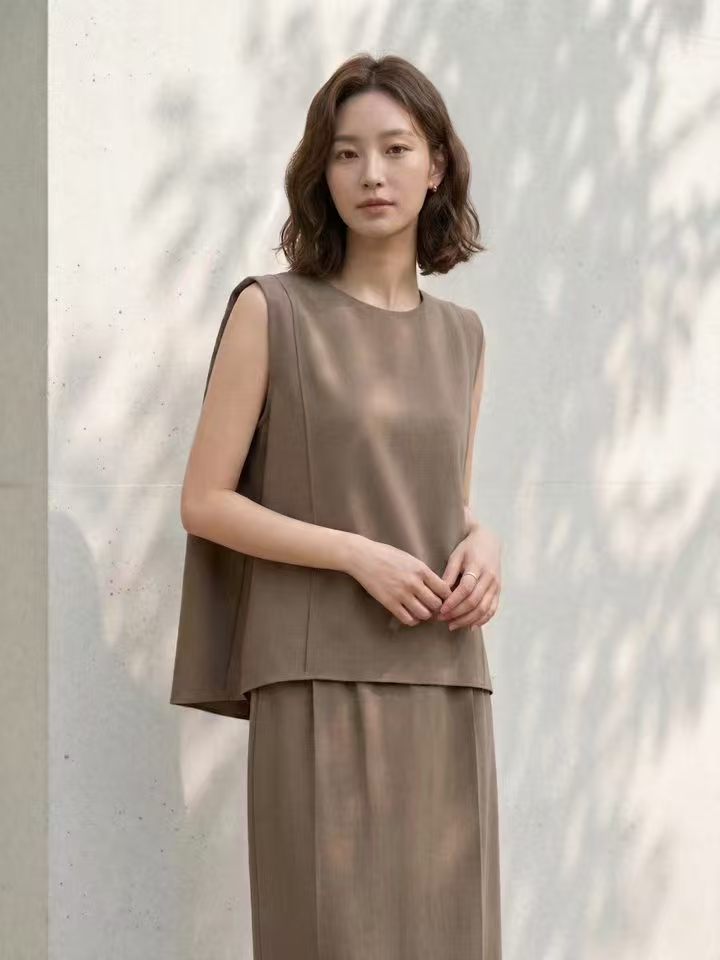 Office Chiffon A Lined Tank Top