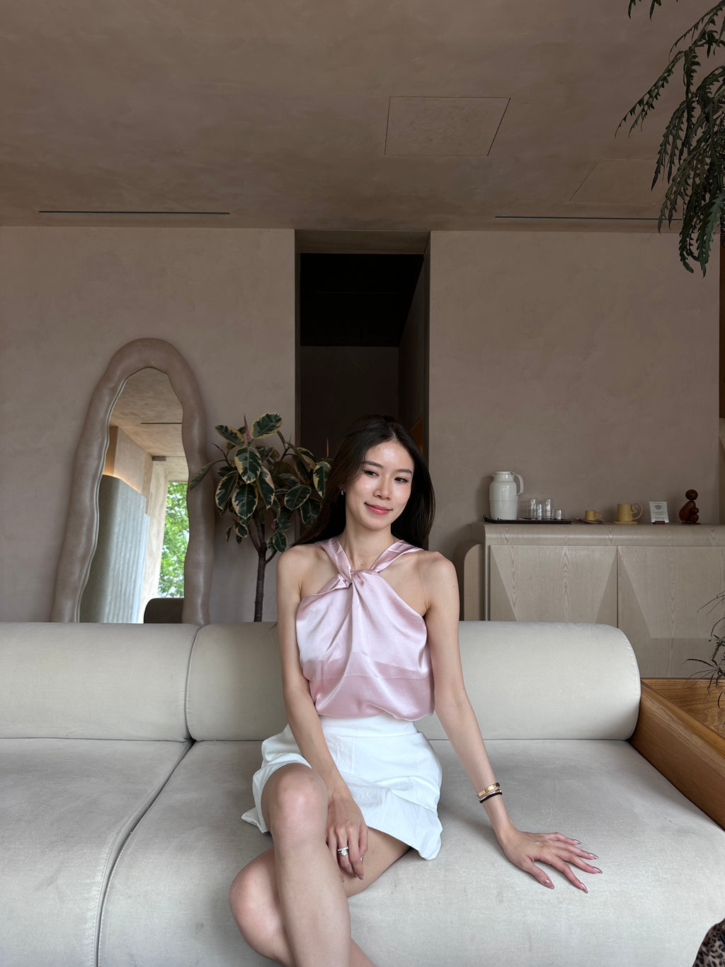 Silky Cross Neck Tank Top
