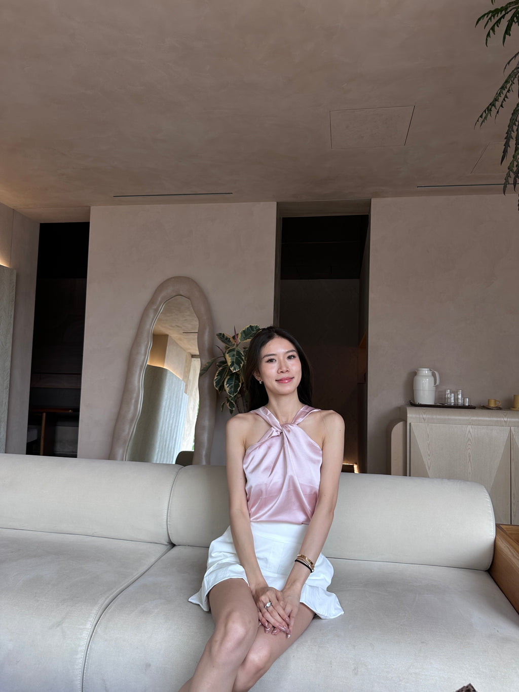 Silky Cross Neck Tank Top