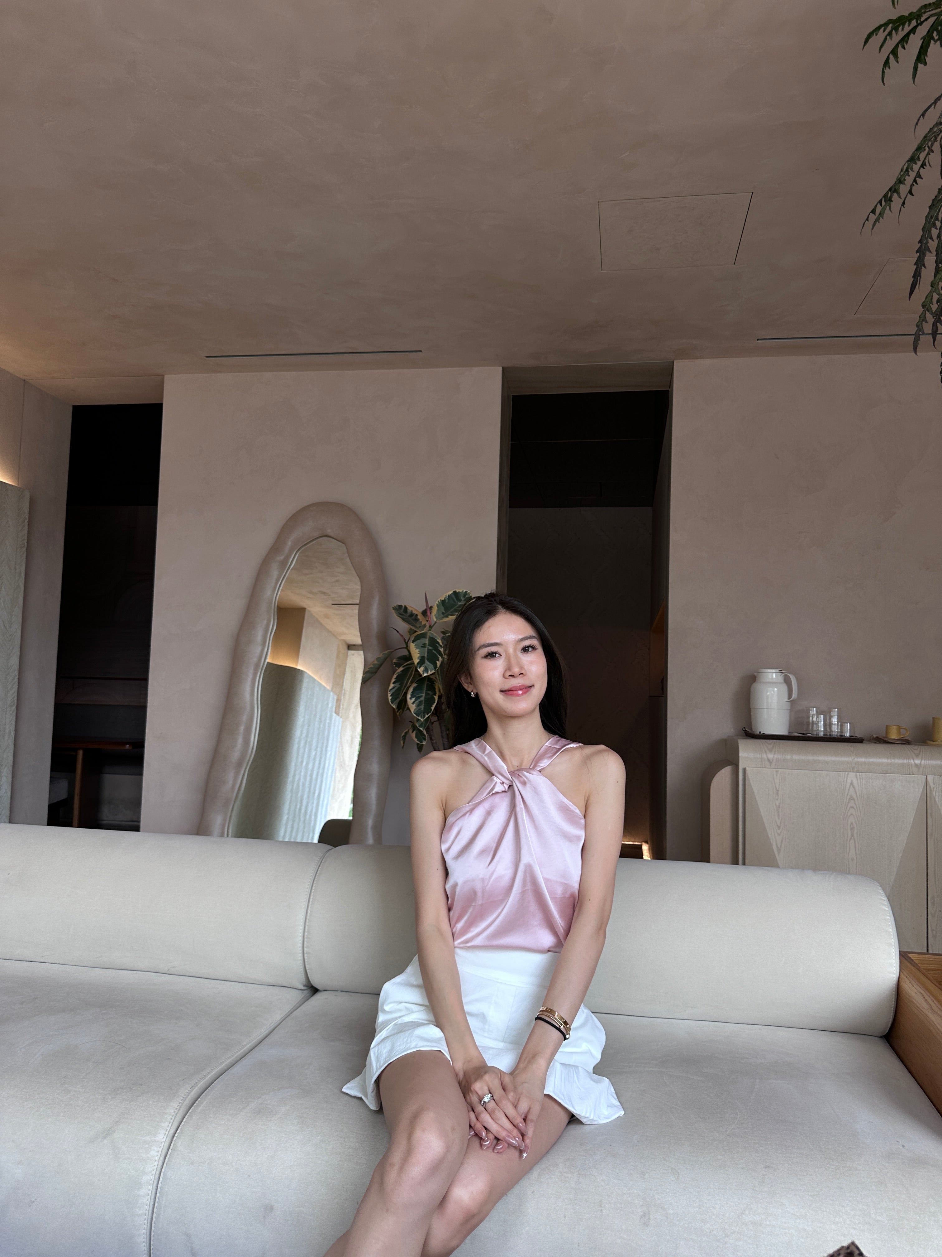 Silky Cross Neck Tank Top