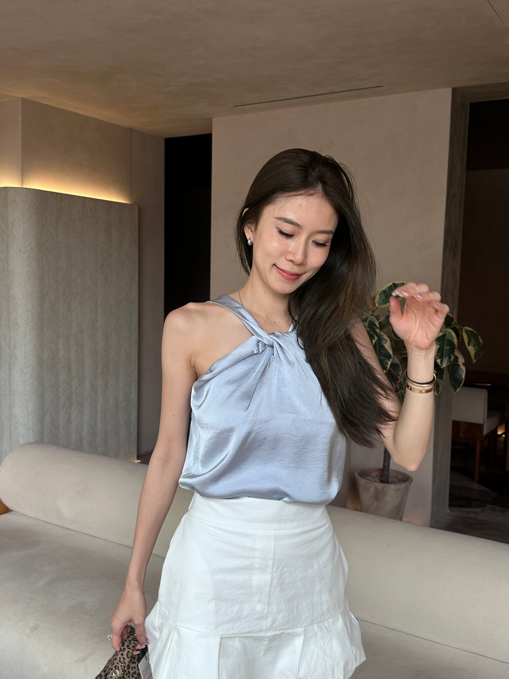 Silky Cross Neck Tank Top