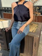 Silky Cross Neck Tank Top