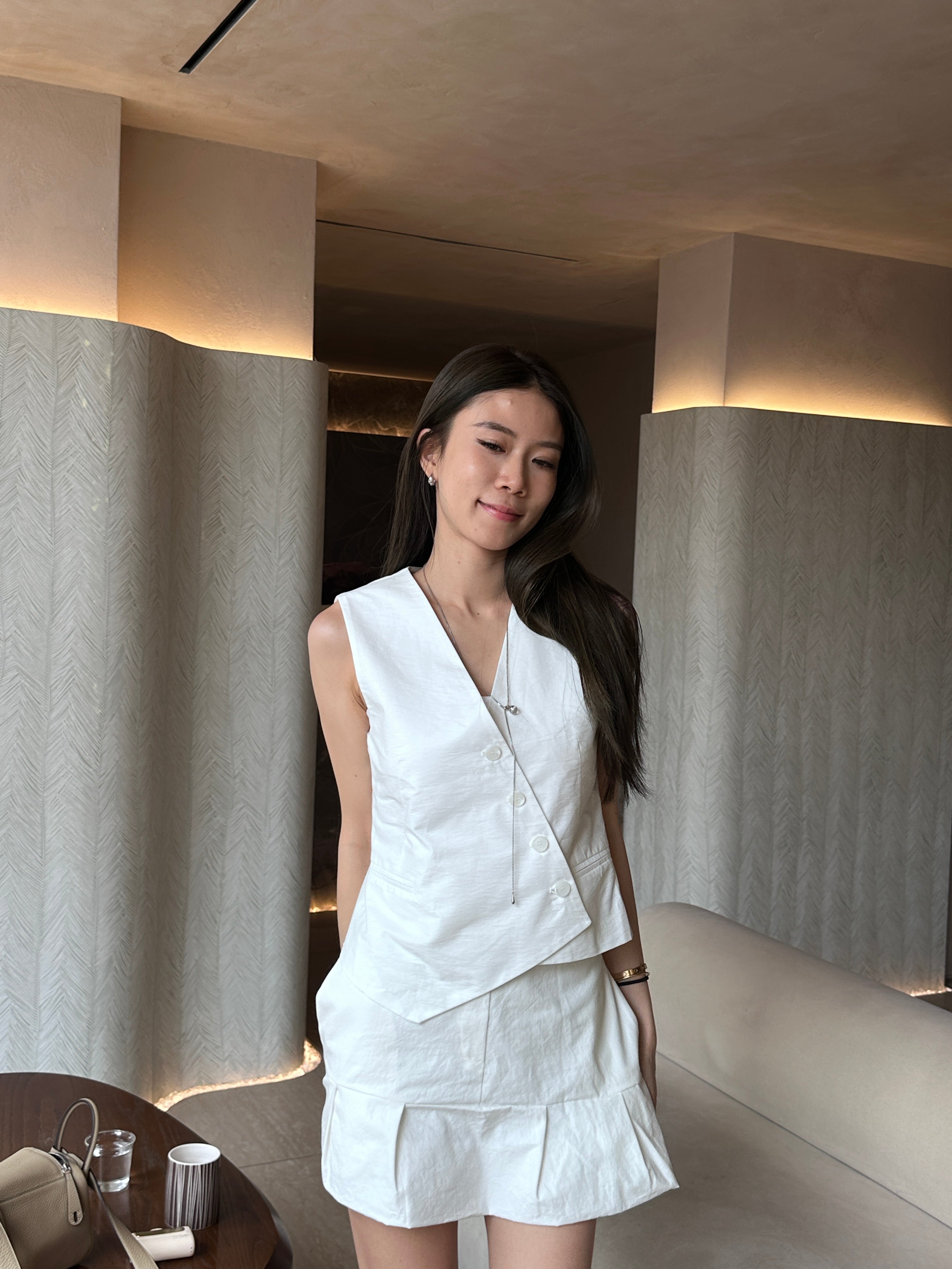 Slide Button Linen Vest