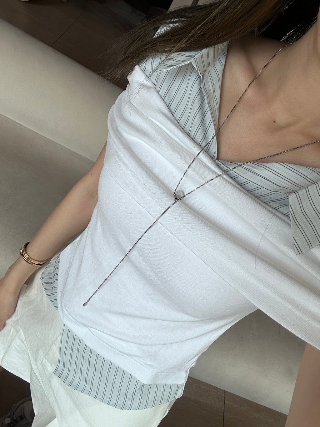 Striped Shirt Mix Cotton Top