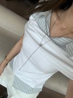 Striped Shirt Mix Cotton Top