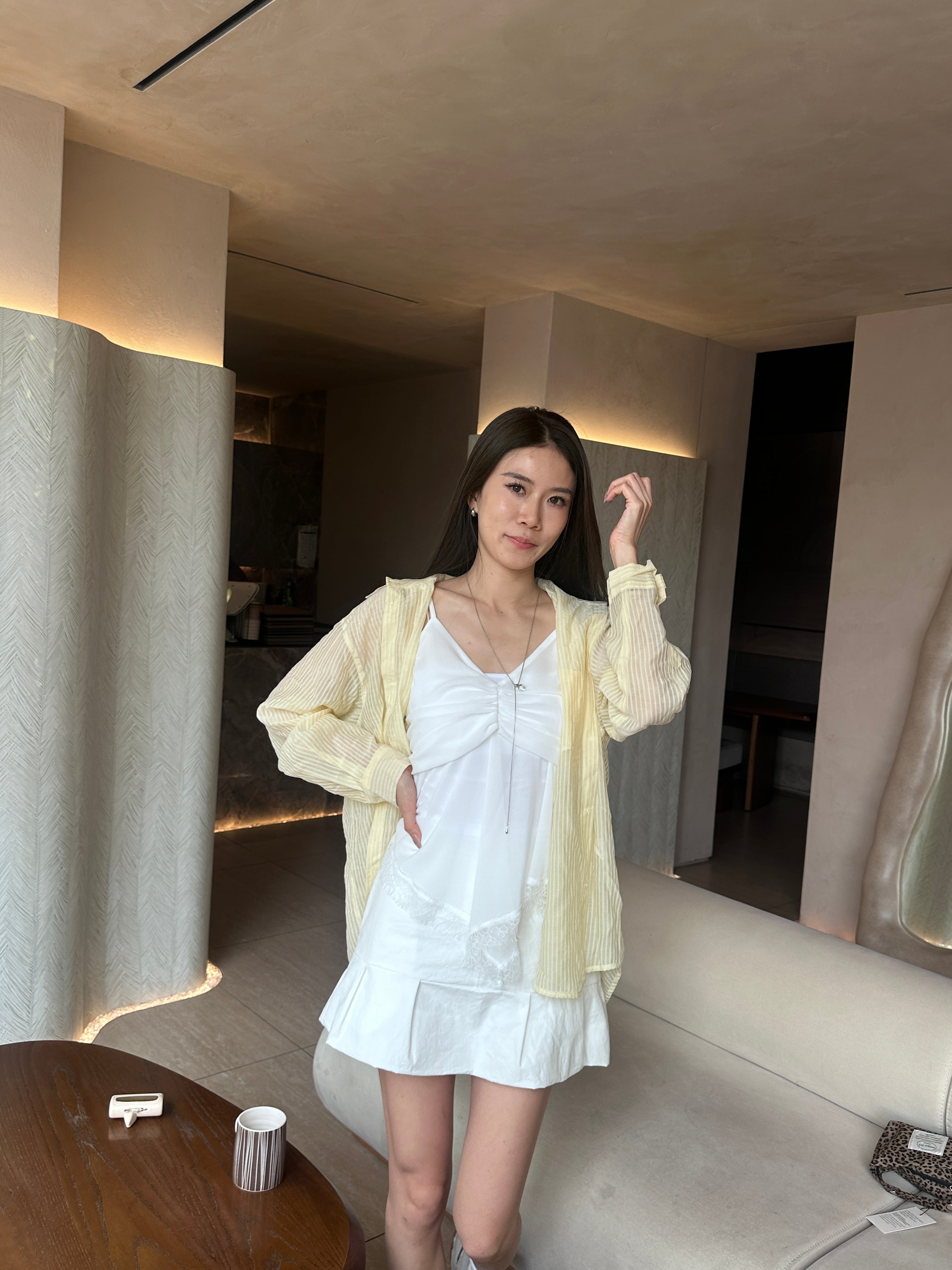 V Ruffles Lace Chiffon Tank Top