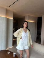 V Ruffles Lace Chiffon Tank Top