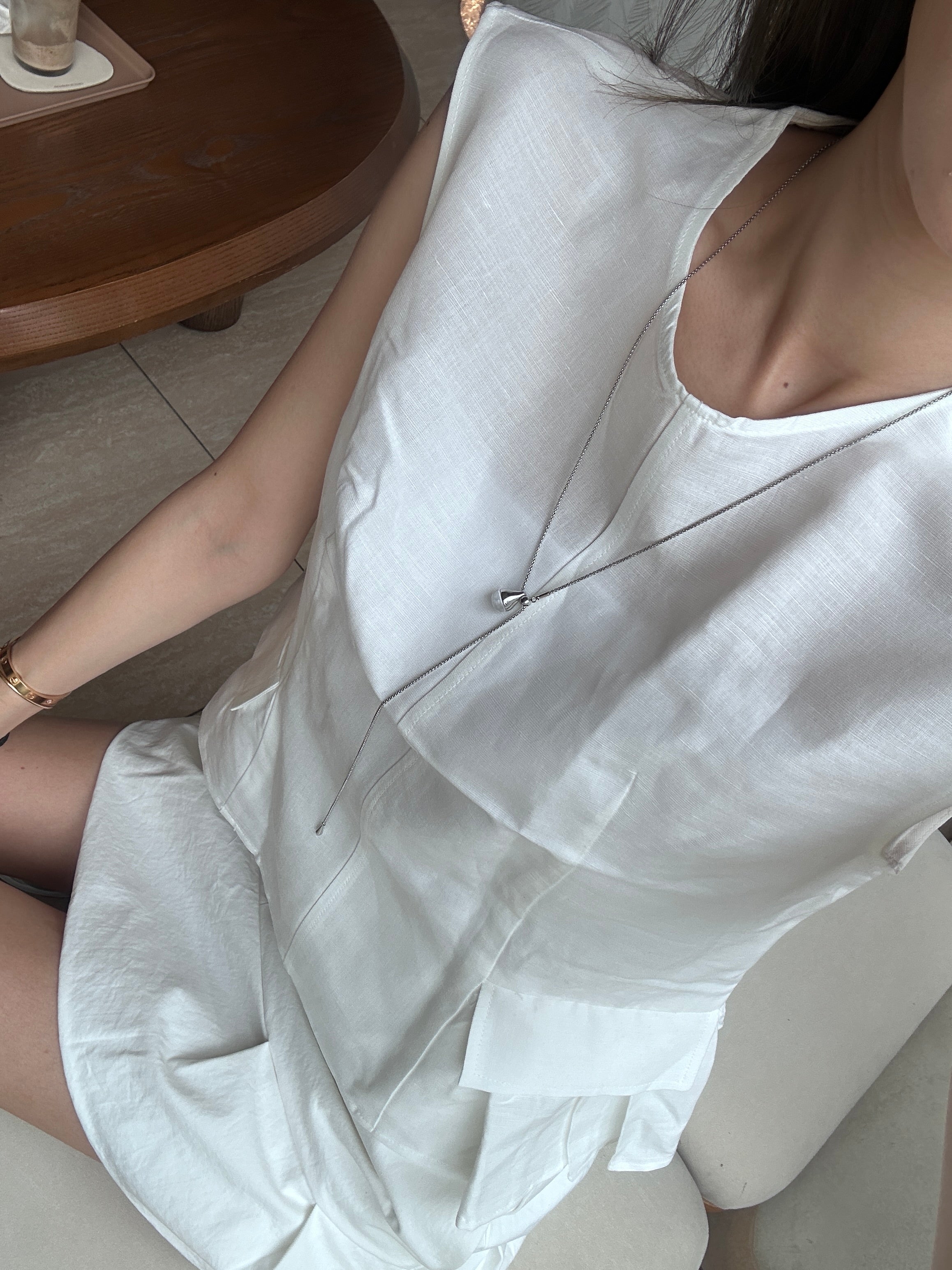 Linen Two Pockets Tank Top