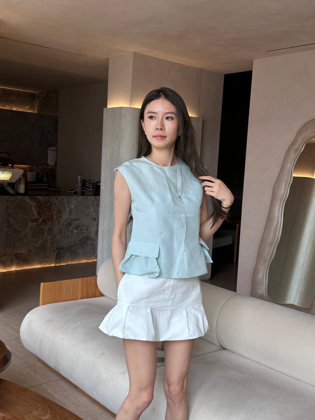 Linen Two Pockets Tank Top