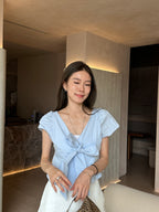 Ribbon Shirt Cropped T Top