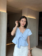 Ribbon Shirt Cropped T Top