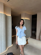 Ribbon Shirt Cropped T Top