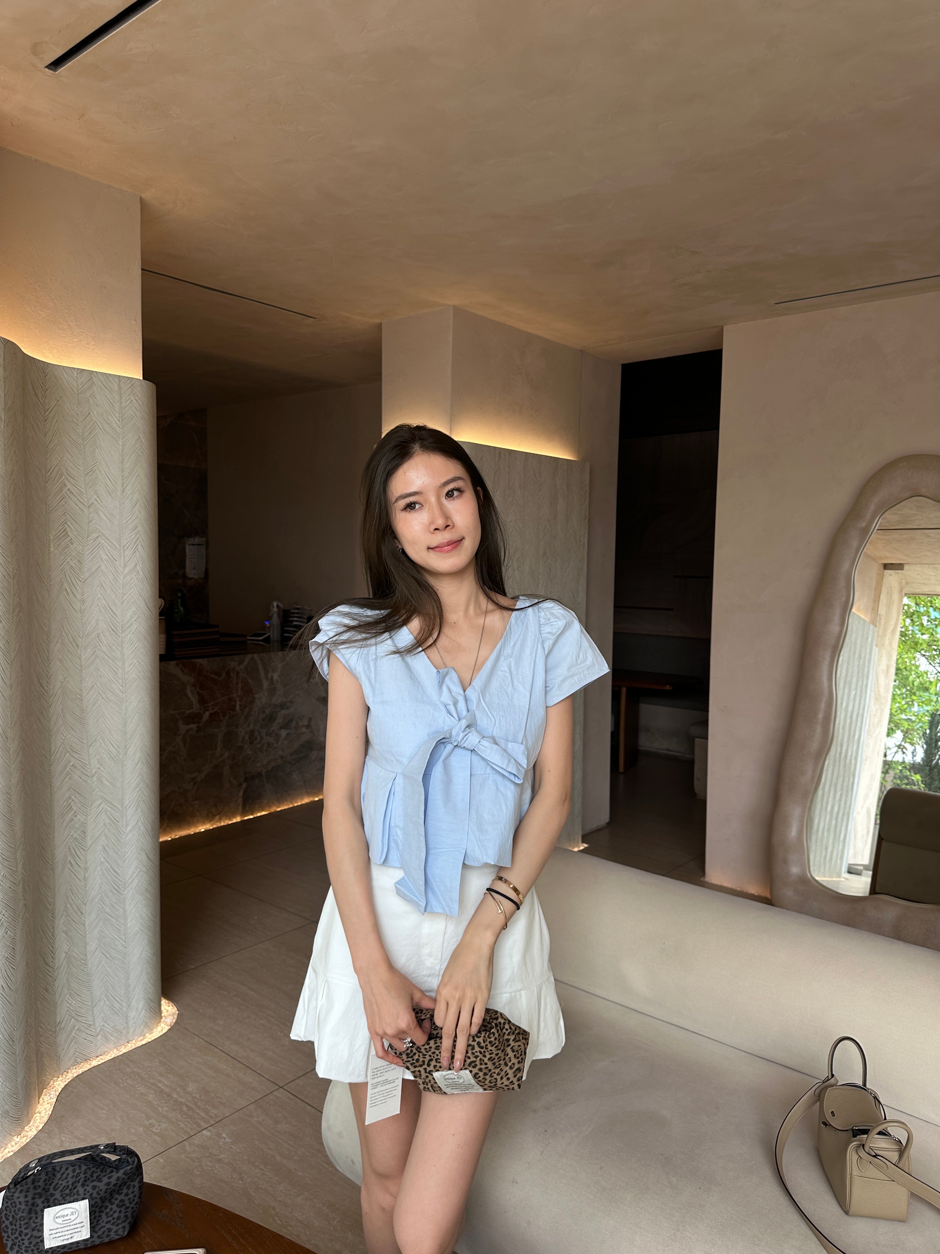 Ribbon Shirt Cropped T Top