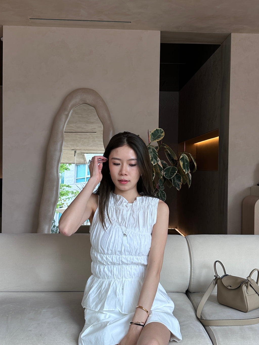Ruffles Lace High Neck Tank Top