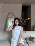 Ruffles Lace High Neck Tank Top