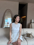 Ruffles Lace High Neck Tank Top