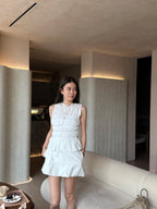 Ruffles Lace High Neck Tank Top