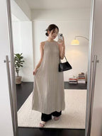 Lined Crewneck Maxi Dress