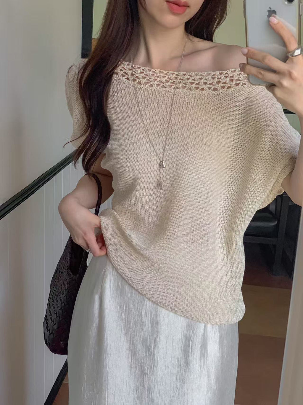 Knitted Off Shoulder Top