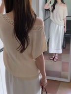Knitted Off Shoulder Top