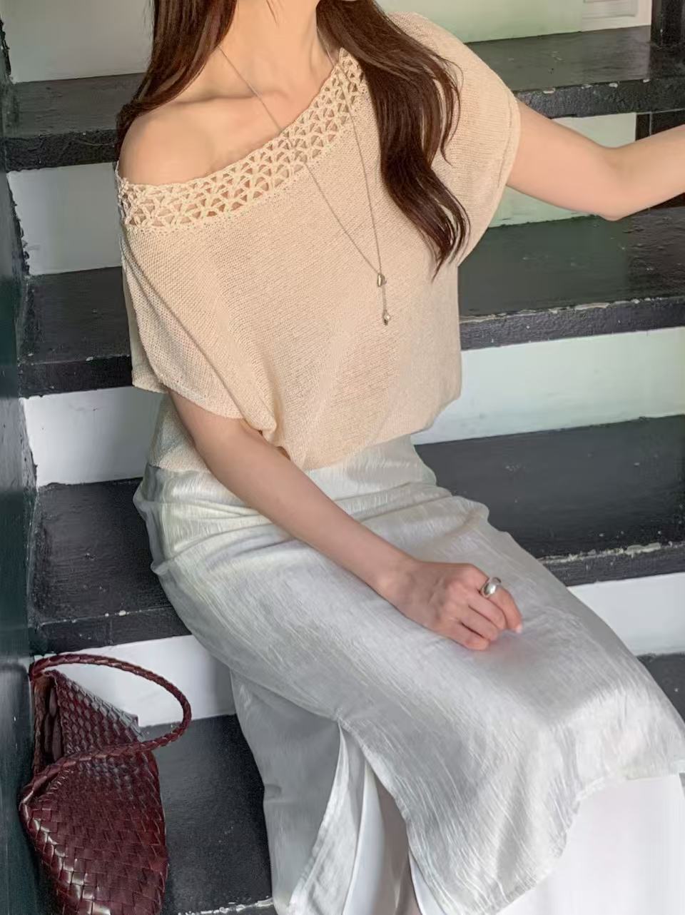 Knitted Off Shoulder Top