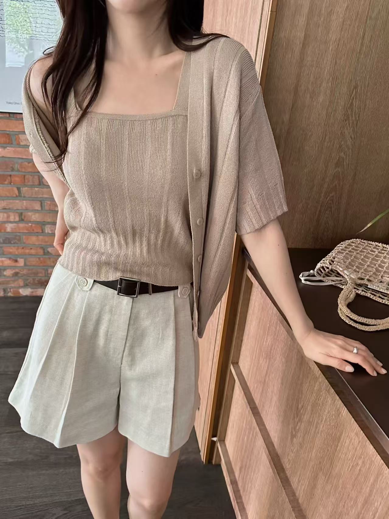Linen Button Shorts