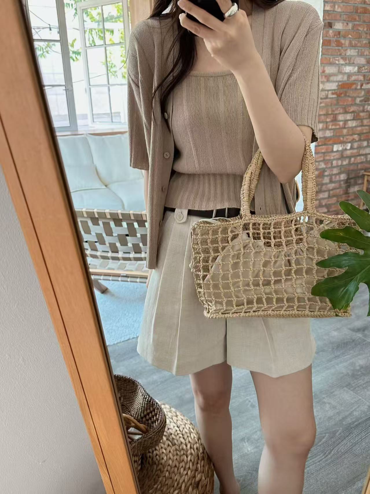 Linen Button Shorts