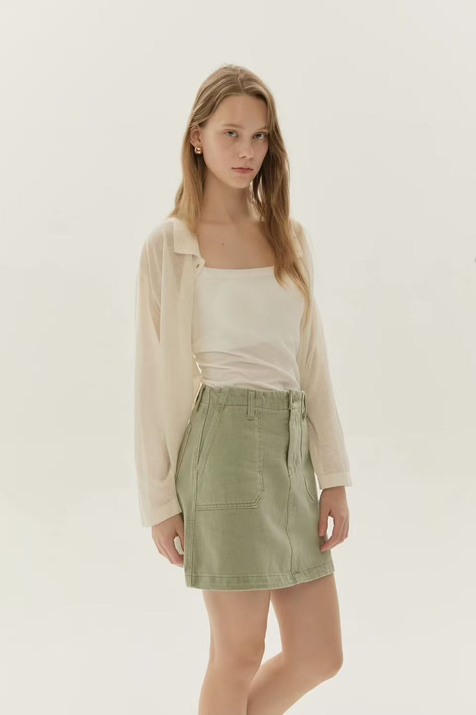 Green Denim Skirt