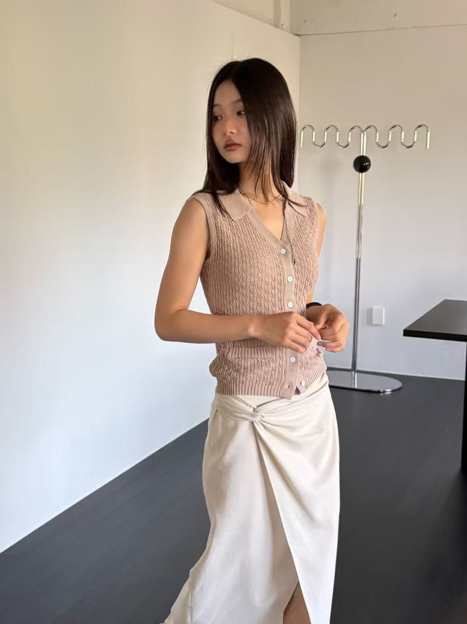 Polo Neck Knitted Top