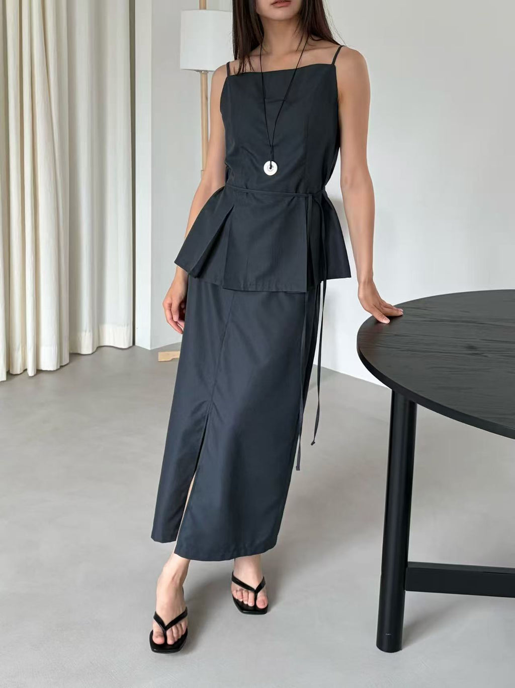 Chiffon Slit Midi Skirt