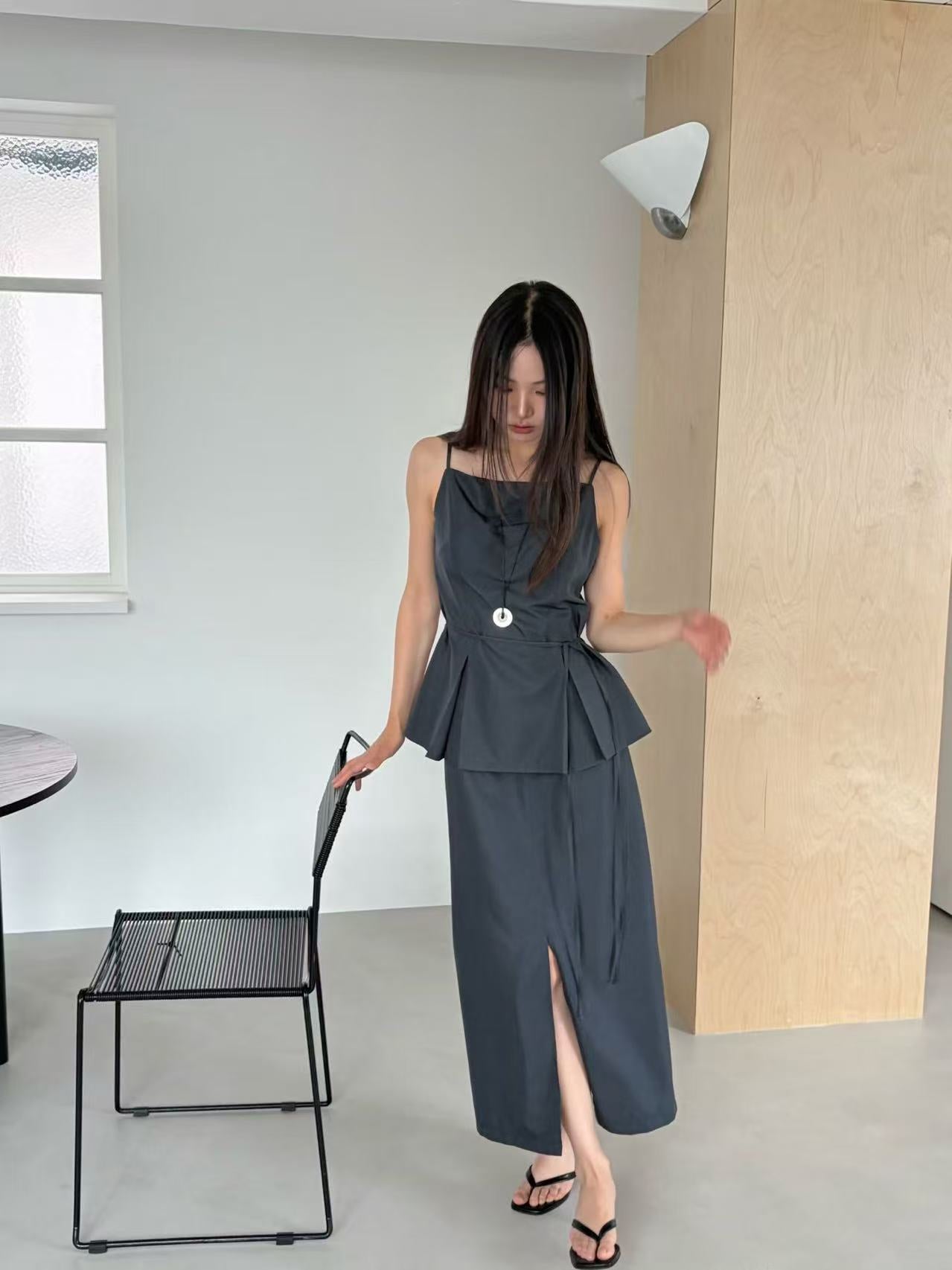 Chiffon Slit Midi Skirt
