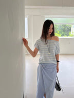 Striped Knitted T Top