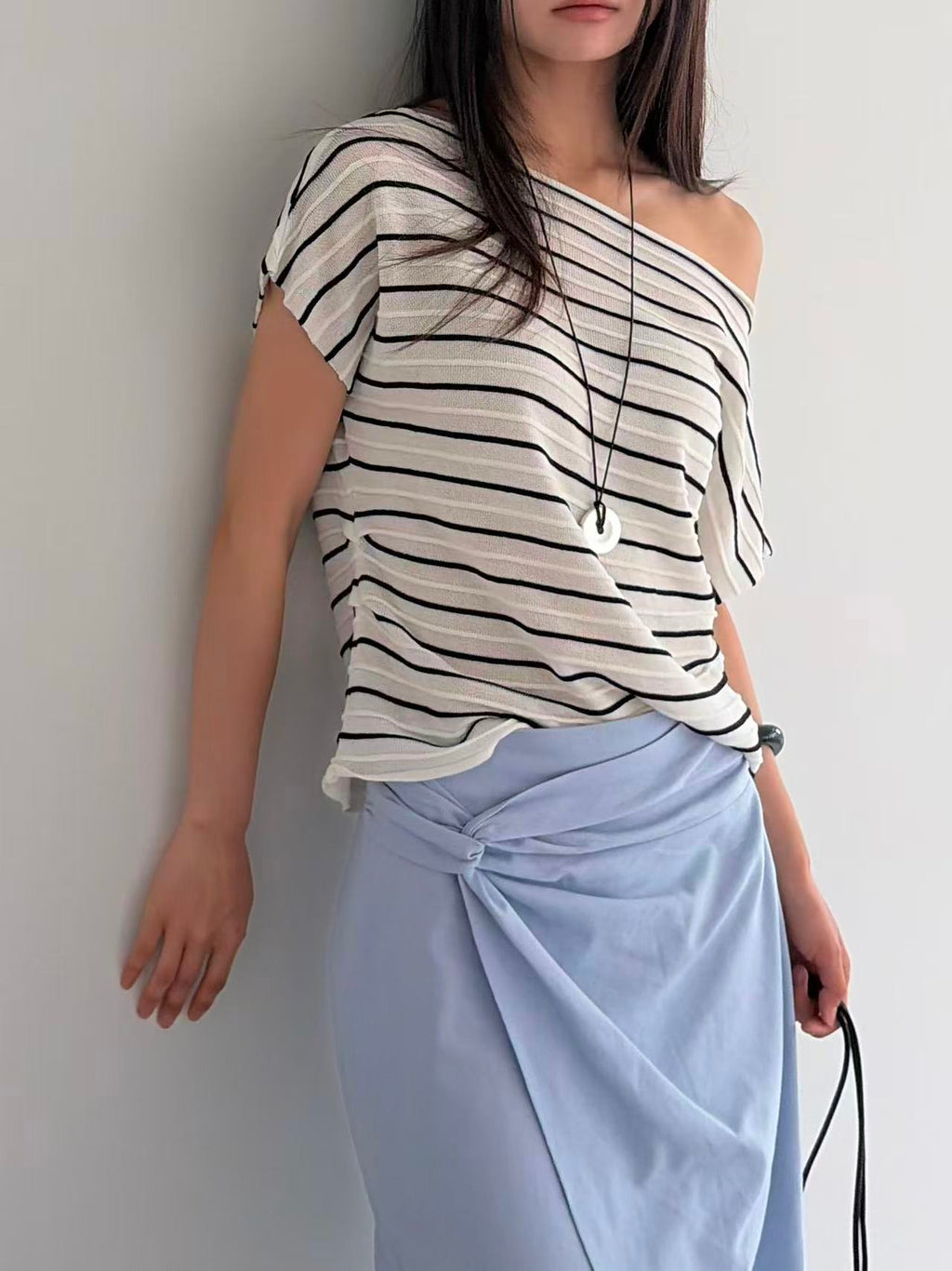 Striped Knitted T Top