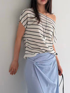 Striped Knitted T Top
