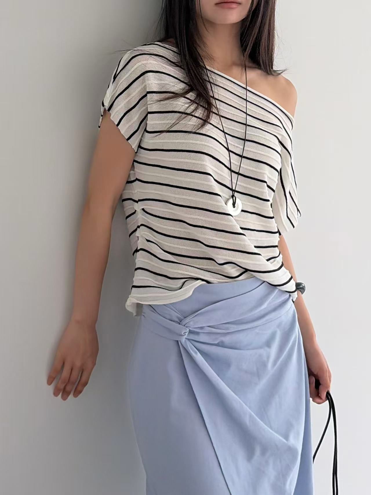 Striped Knitted T Top
