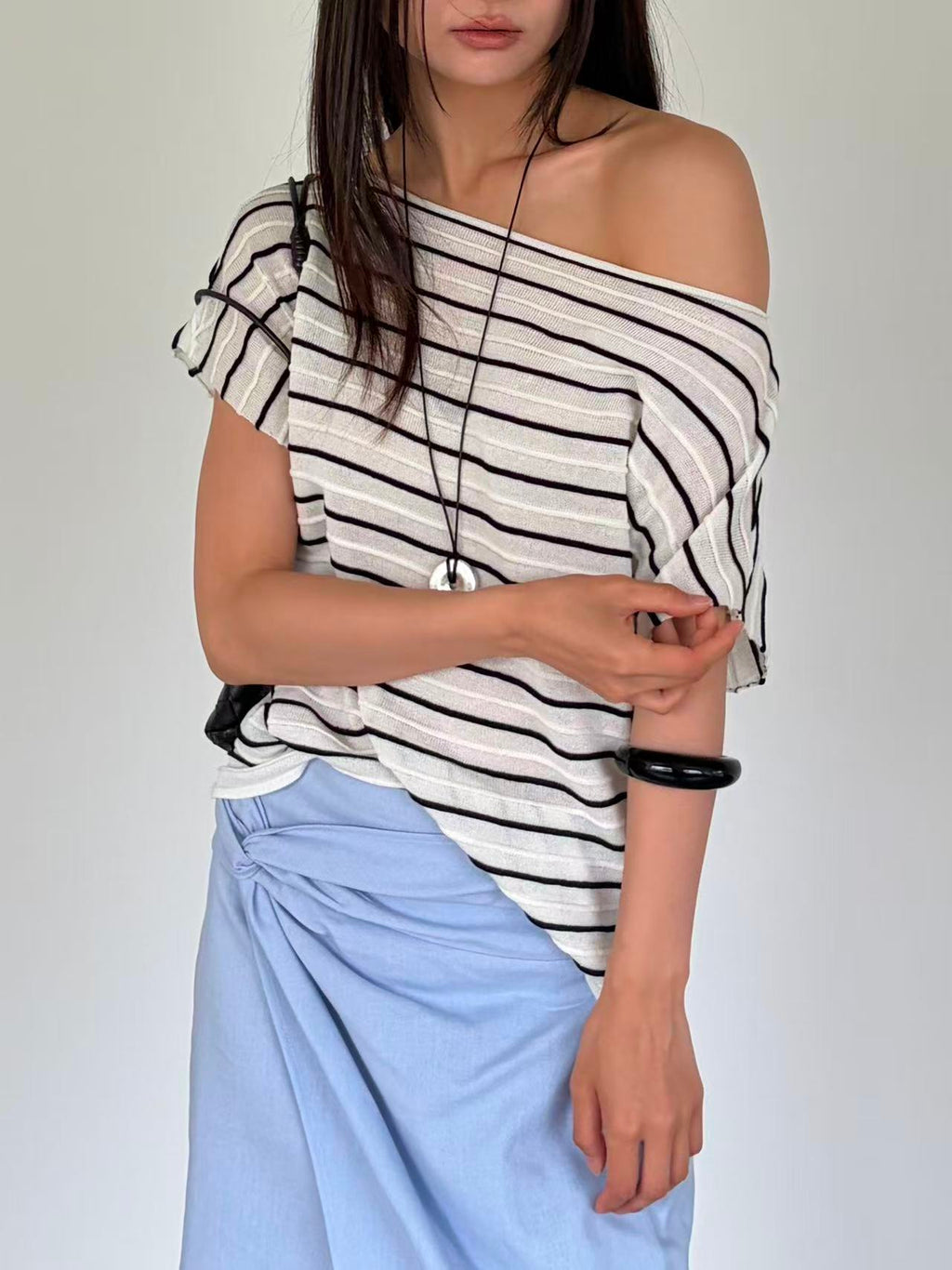 Striped Knitted T Top