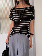 Striped Knitted T Top